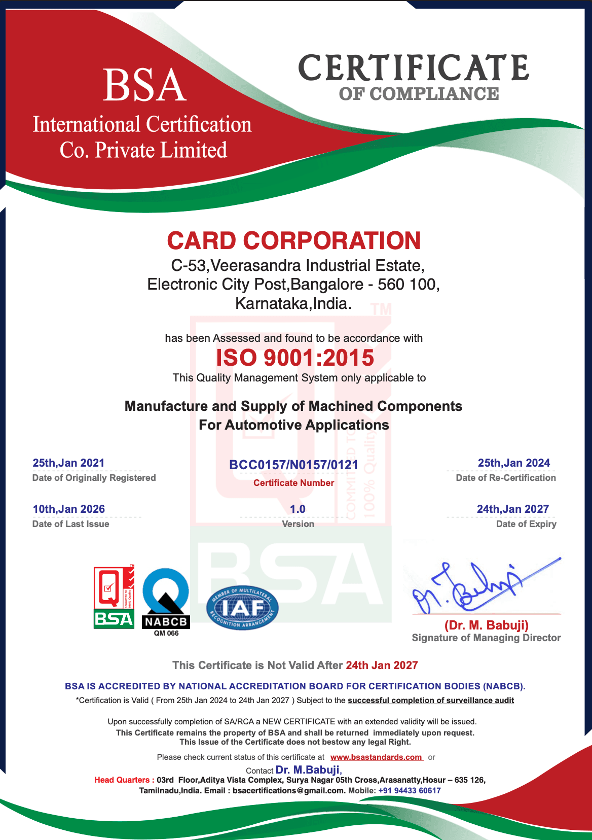 ISO Certificate